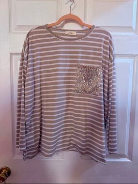 Hopely striped and sequin shirt